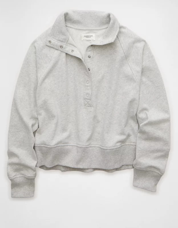 AE Big Hug Fleece Henley Sweatshirt | American Eagle Outfitters (US & CA)