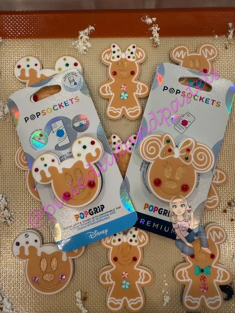 Straight Outta the Oven! Gingerbread Mickey and Minnie Phone Grip or Badge Reel - Holiday Sweets ... | Etsy (US)