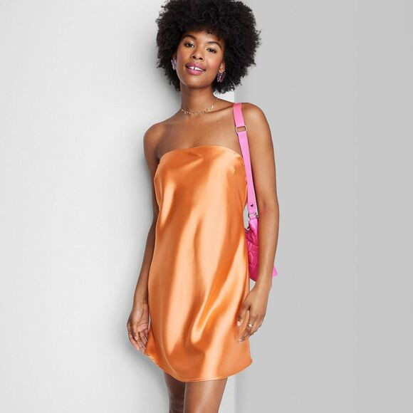 Women's Satin Tube Dress - Wild Fable Light Orange L | Poshmark