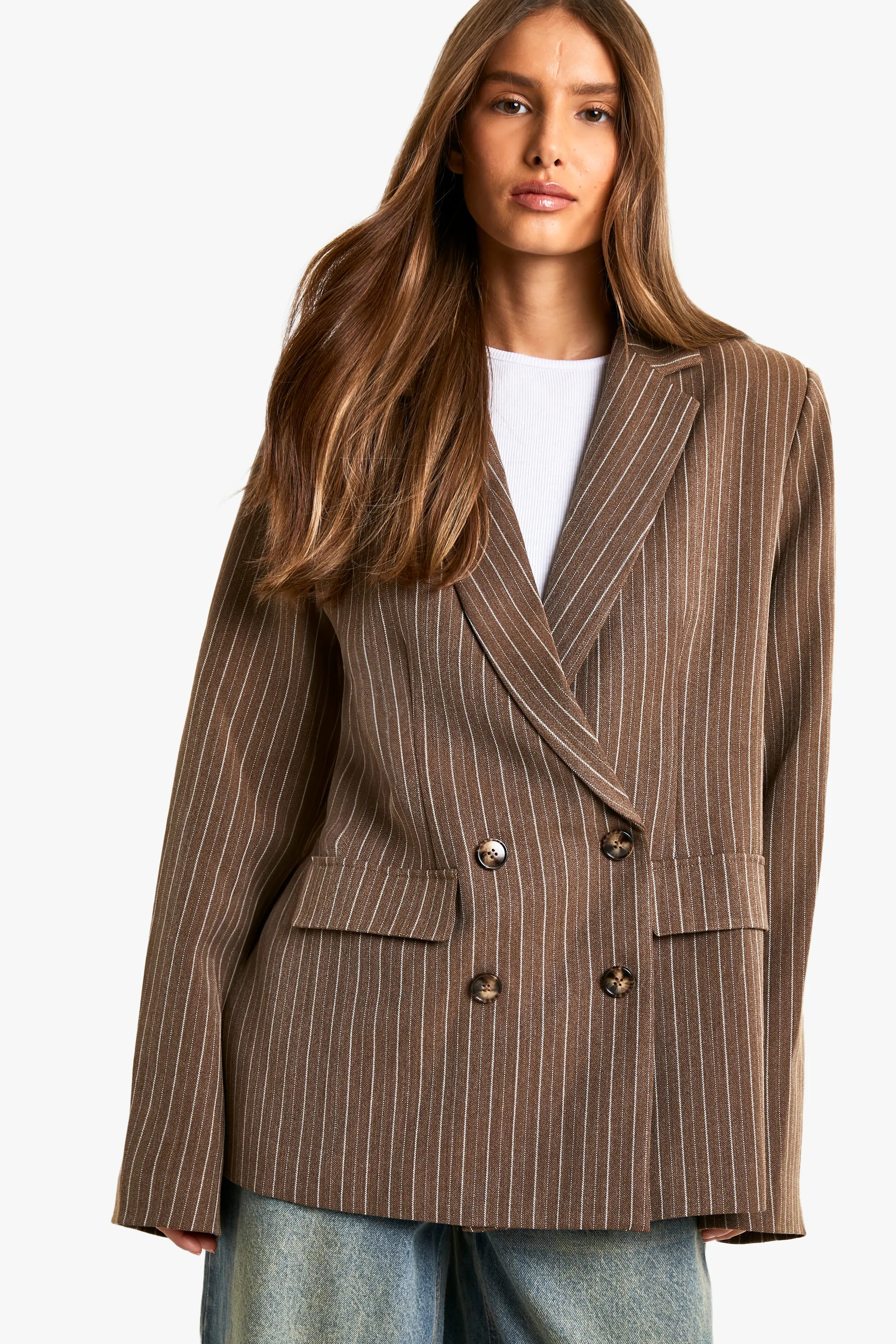 Suits | Pinstripe Oversized Single Breasted Blazer | boohoo | boohoo (US & Canada)