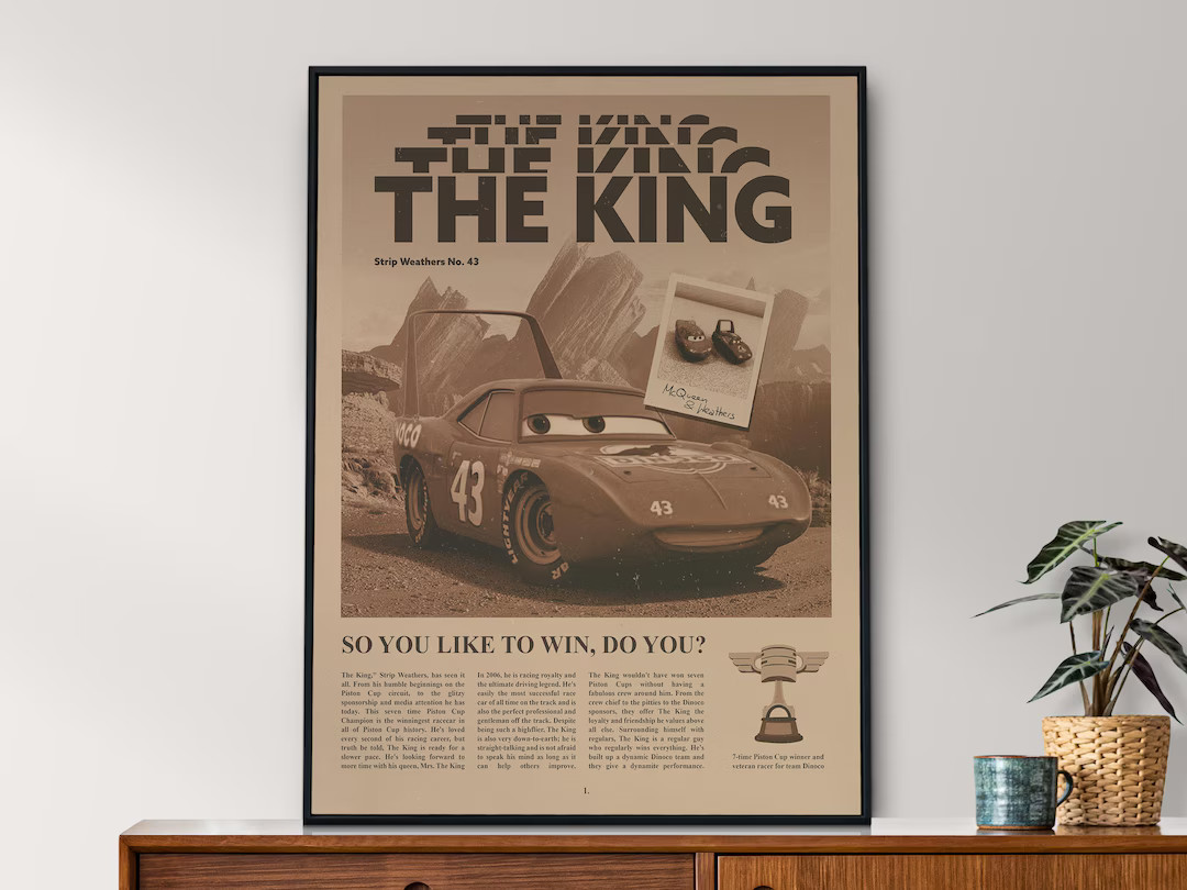 Cars Mcqueen Poster Kids Wall Art Christmas Gift for a Boy Cartoon Decor Print Home Decor Digital... | Etsy (US)