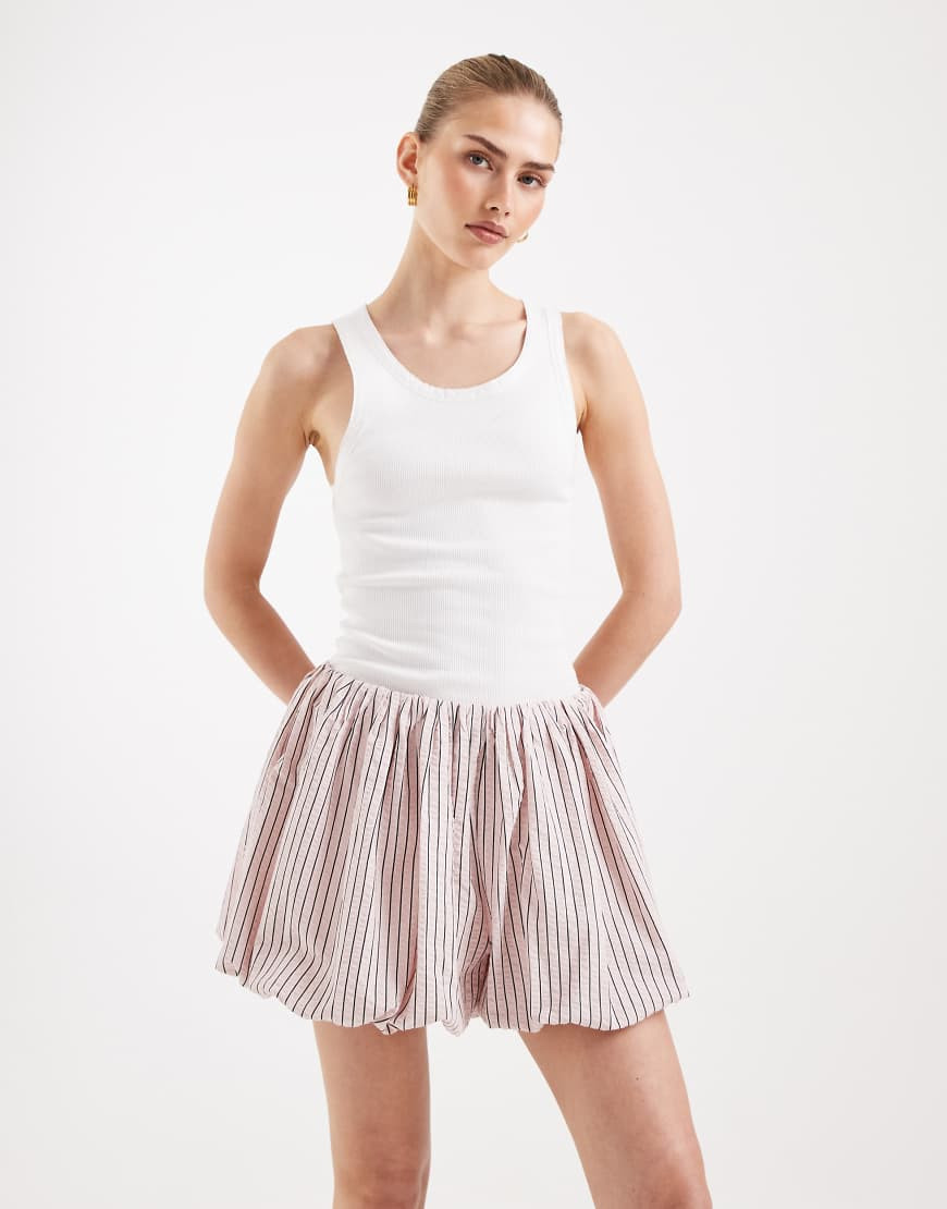 ASOS DESIGN bloomer shorts in pink and brown stripe-Multi | ASOS (Global)