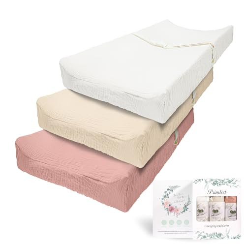 Muslin Changing Pad Cover for Boys Girls 100% Cotton Fitted Baby Diaper Changing Table 3 Pack Soft and Breathable for Standard Changing Table Topper 32"x16" | Amazon (US)