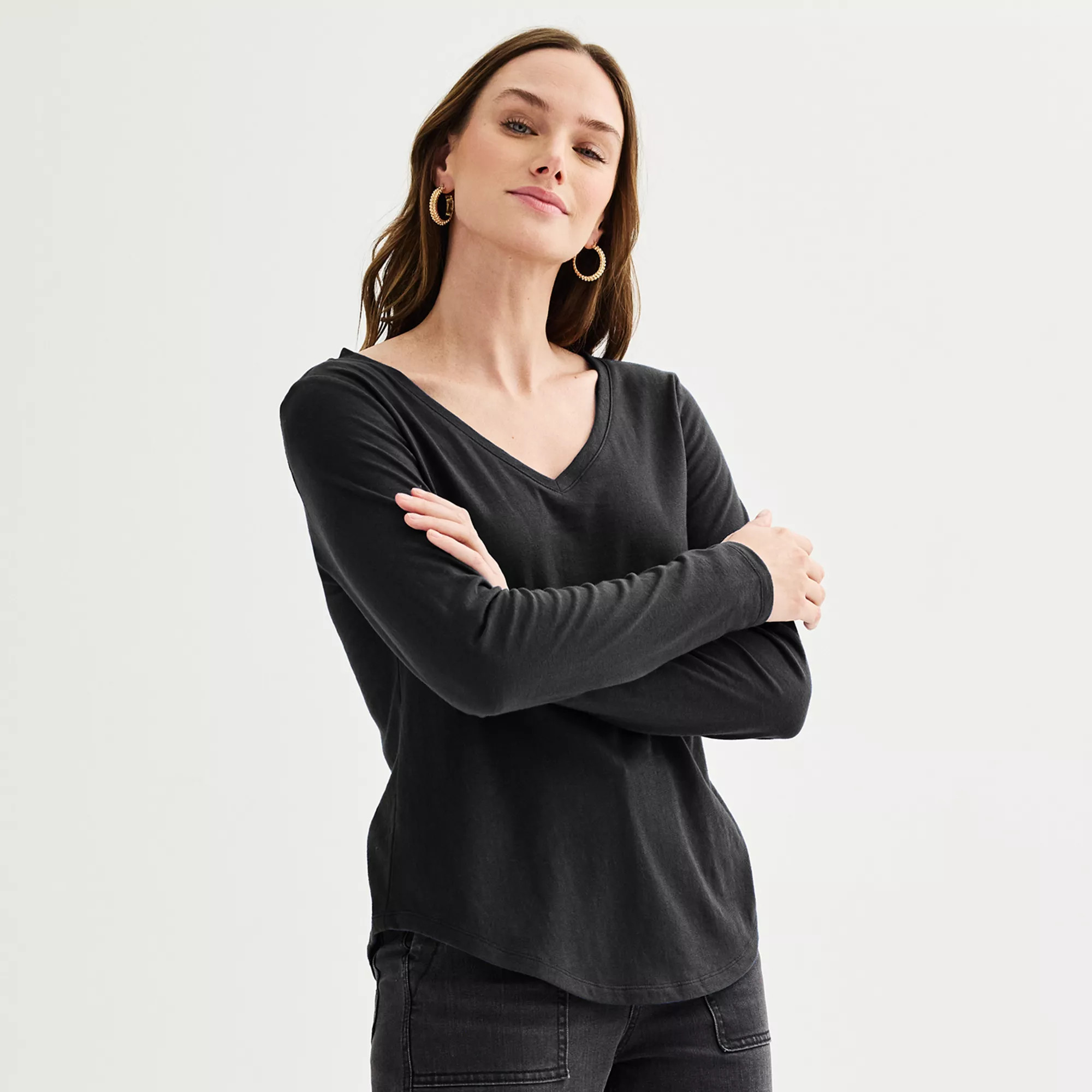 Women's Sonoma Goods For Life® Everyday Long Sleeve V-Neck Tee | Kohl's