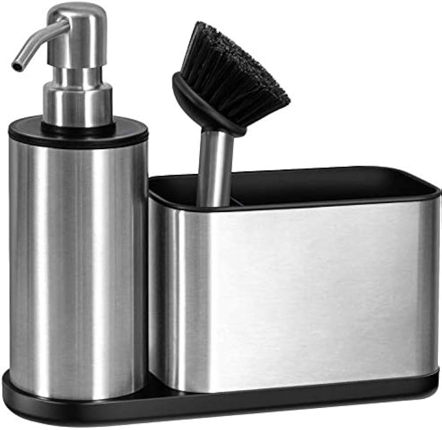 ODesign Bathroom Dish Soap Dispensers with Caddy (A Spare Brush Included) Kitchen Sink Organizer ... | Amazon (US)