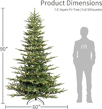 Puleo International 7.5ft Pre-Lit Aspen Fir Artificial Christmas Tree with 700 Clear Lights, 1319... | Amazon (US)
