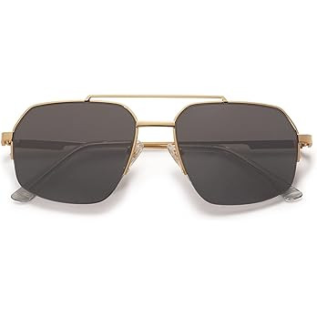 SOJOS Trendy Aviator Sunglasses Mens Womens Retro Double Bridge Metal Semi-Rimless Shades Lentes ... | Amazon (US)