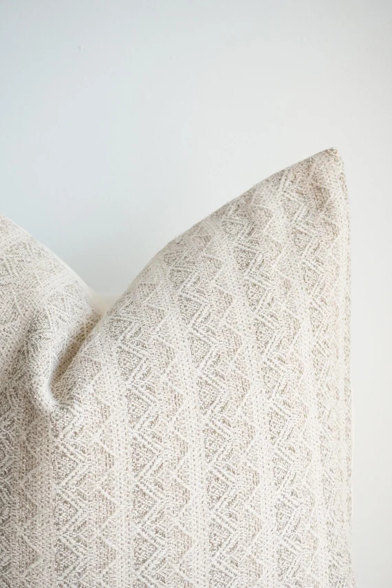 Brown Tan White Hand Woven Striped Pillow Cover | Etsy | Etsy (US)