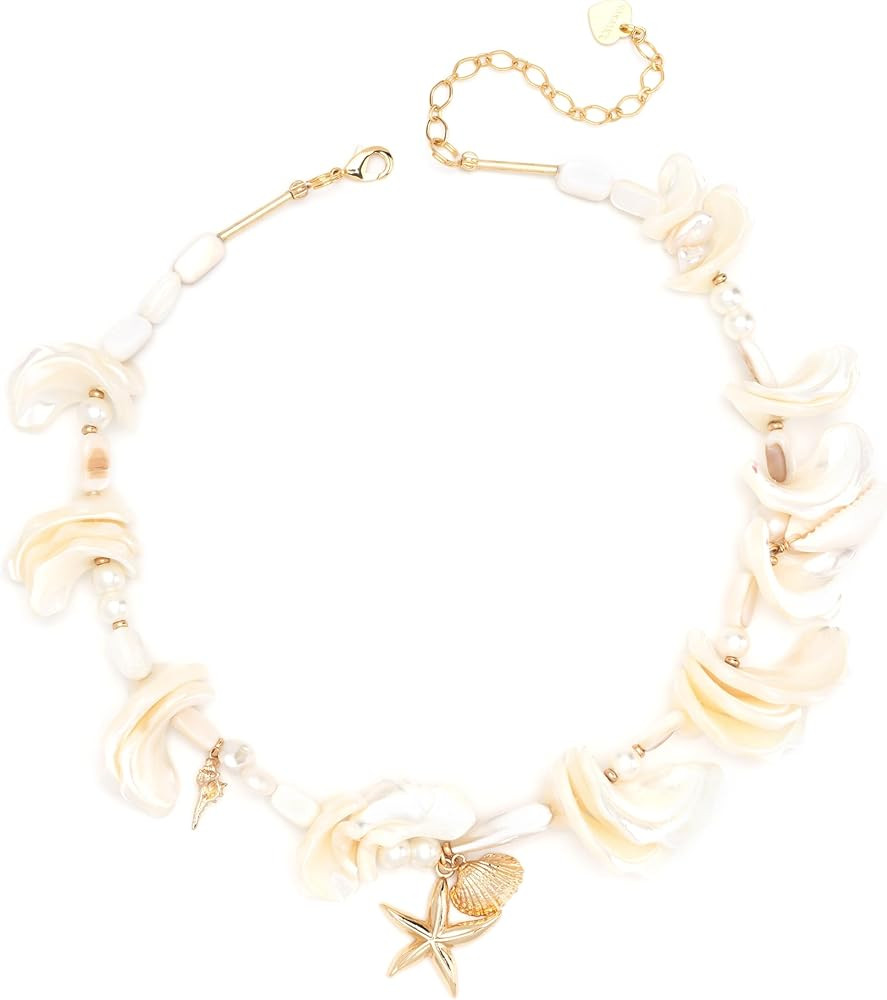 Seaside Shell Charm and Yellow Tone Charm Necklace with 3" Extender | Amazon (US)