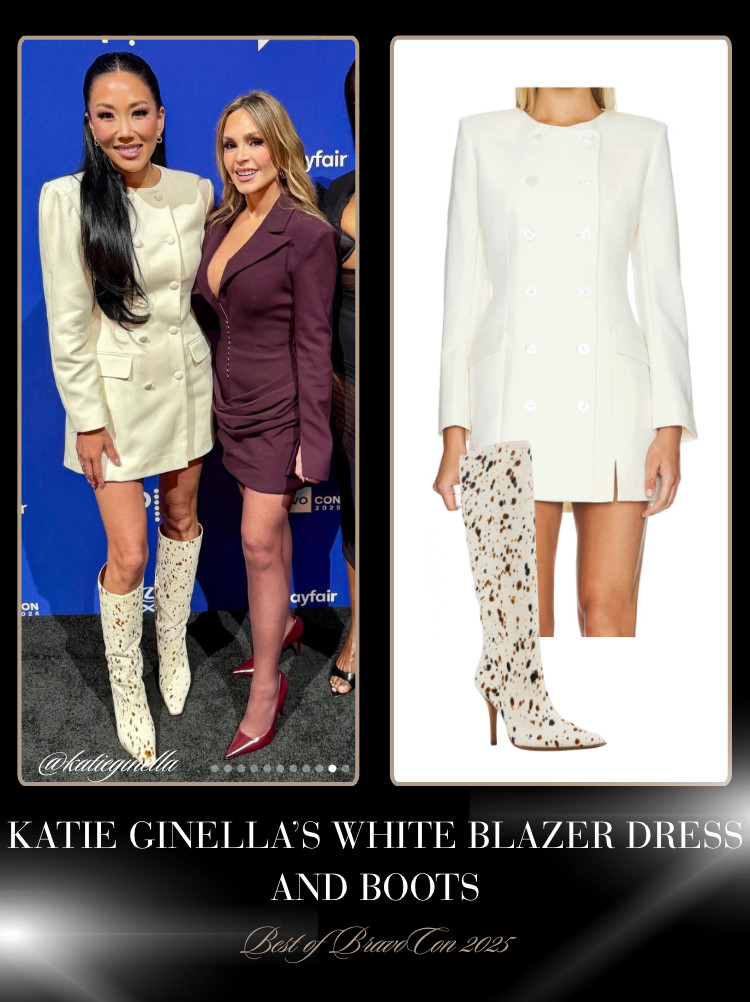 Katie Ginella's White Blazer Dress and Boots at BravoCon 2025 📸= @katieginella Styling= @modestoo 

 