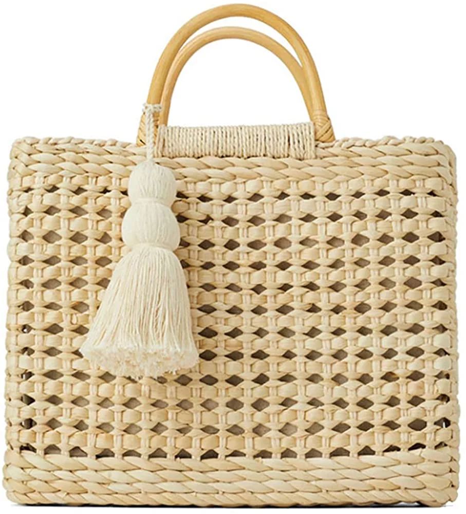 YOUI-GIFTS Women's Bucket Drawstring Handbag Straw Shoulder Bag Straw Weave Crossbody Handbag Bea... | Walmart (US)