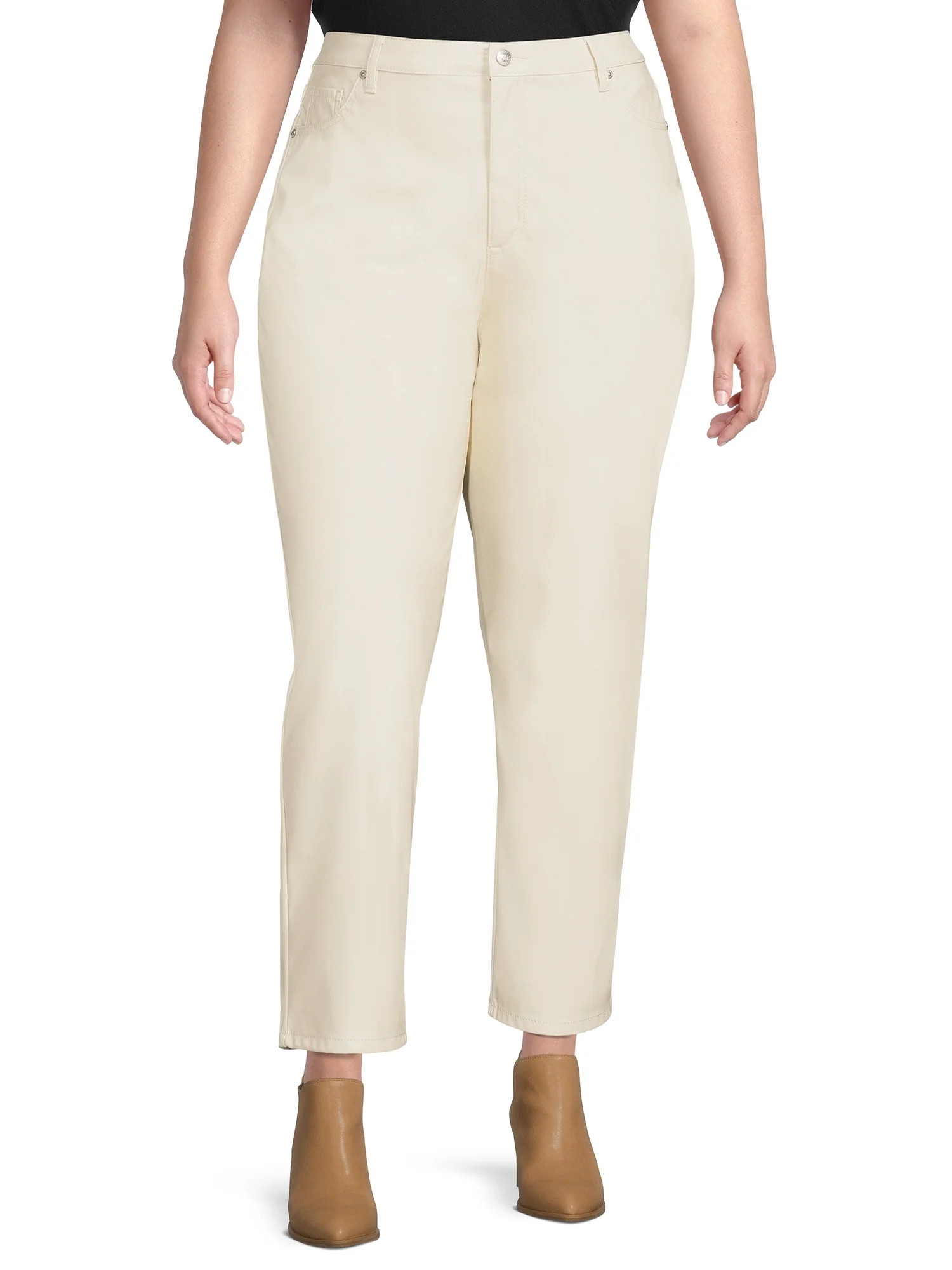 Madden NYC Women's Plus Size Faux Leather Dad Jeans - Walmart.com | Walmart (US)