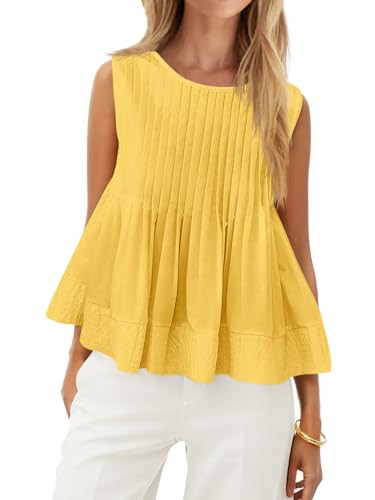 Cicy Bell Womens Summer Peplum Tops Casual Babydoll Sleeveless Cotton Tank Tops Flowy Pleated Shi... | Amazon (US)