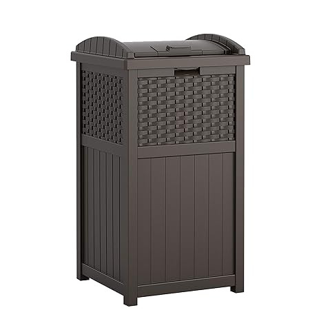Suncast 33 Gallon Hideaway Can Resin Outdoor Trash with Lid Use in Backyard, Deck, or Patio, 33-G... | Amazon (US)