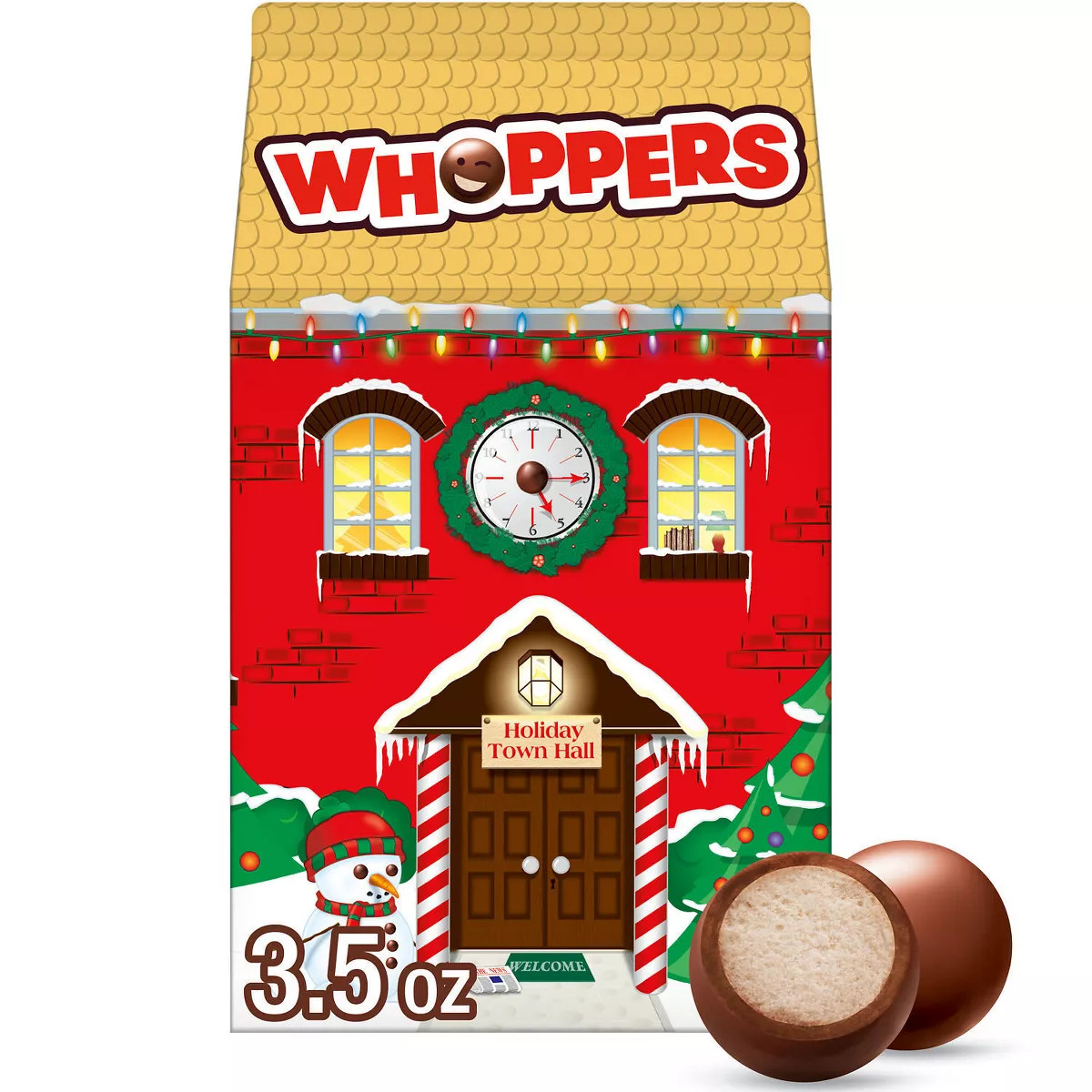 WHOPPERS Christmas Malted Milk Balls Candy Carton - 3.5oz | Target