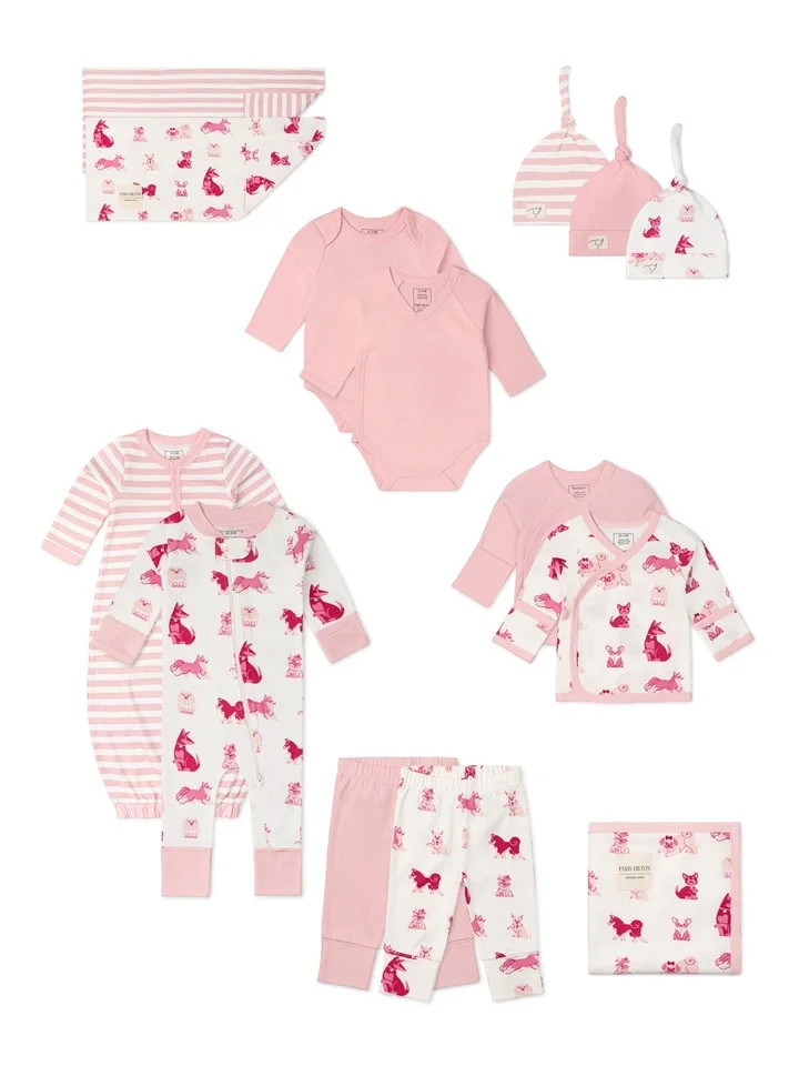 Paris Hilton x Monica + Andy Organic Cotton Baby 14pc Gift Box Set, Sizes Preemie- 0-3 Months - W... | Walmart (US)