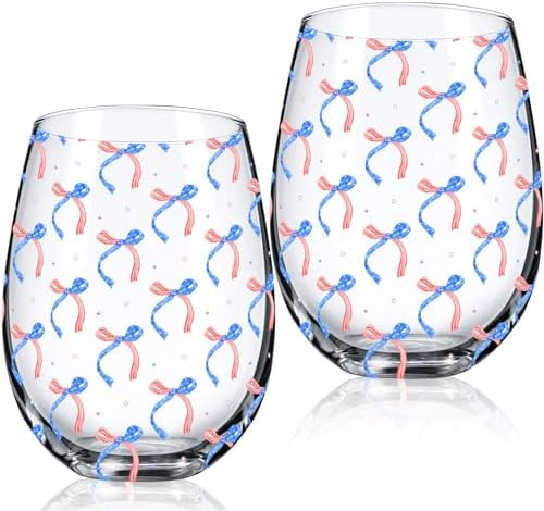 Sliner 2 Pack 250th Anniversary Stemless Wine Glasses 17oz Patriotic Drinking Glasses Independenc... | Amazon (US)