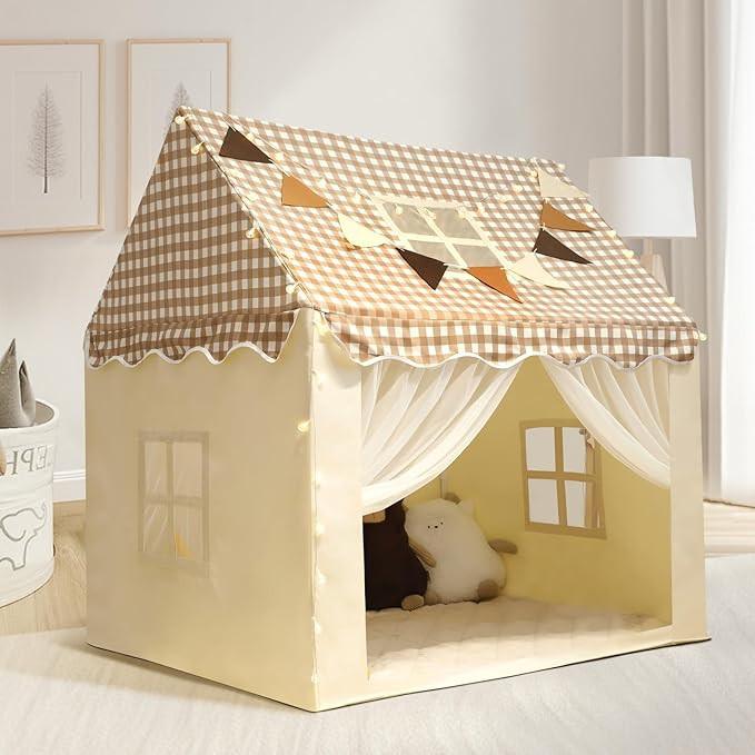 Playhouse for Indoor & Outdoor, with Star Light, Flags and Carry Bag, Washable Kids Tent for Girl... | Amazon (US)