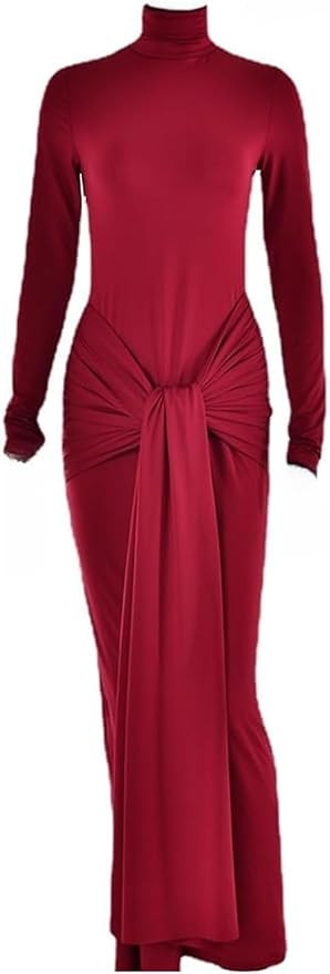 Stylish Long Sleeve Maxi Dress Women's Bodycon Turtle Neck Dinner Dress for Women 2024 | Amazon (US)