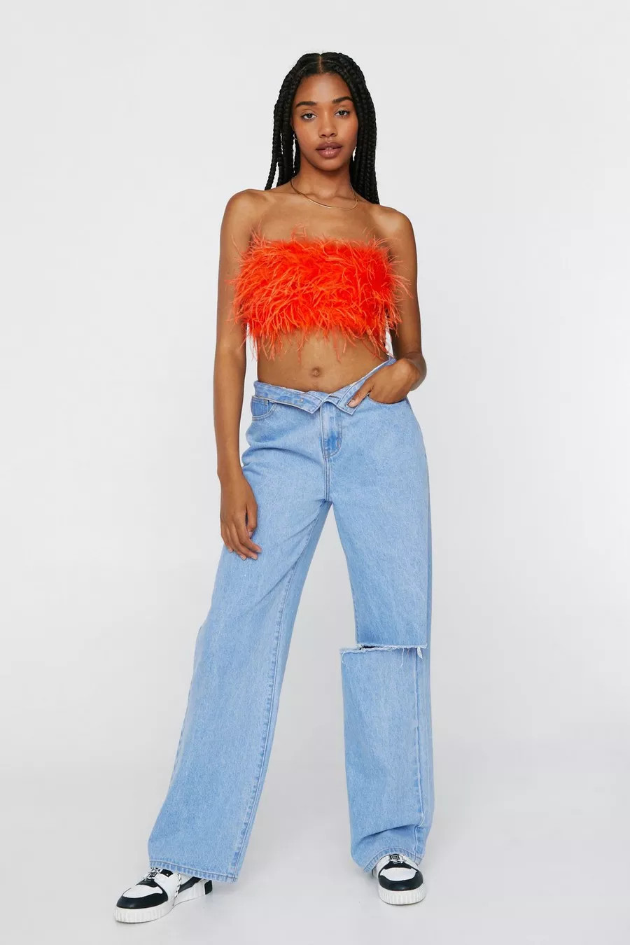 Feather Cropped Bandeau Corset Top | Nasty Gal (US)