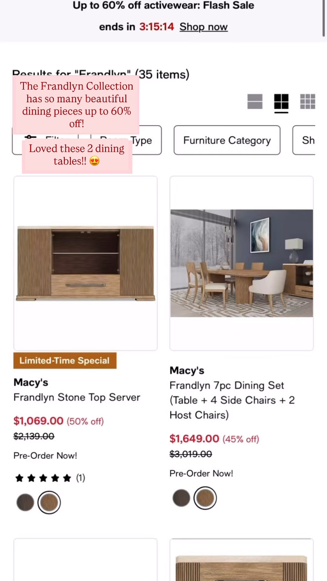 Now until June 1st @Macys Memorial Day sale is live with savings of 20-60% on furniture, mattresses, & rugs! (Exclusions apply). From warm neutral furniture favorites to timeless outdoor pieces, they have a wide selection to refresh any space and at great deals! 👏🏻 #macyspartner

Make sure to check out Hotel Collections mattresses 40-60% off plus choose between a free boxspring or adjustable base. 

The Frandlyn furniture collection has some STUNNING warm and beautifully detailed dining tables and more for 50% off!

@Shop.LTK #liketkit