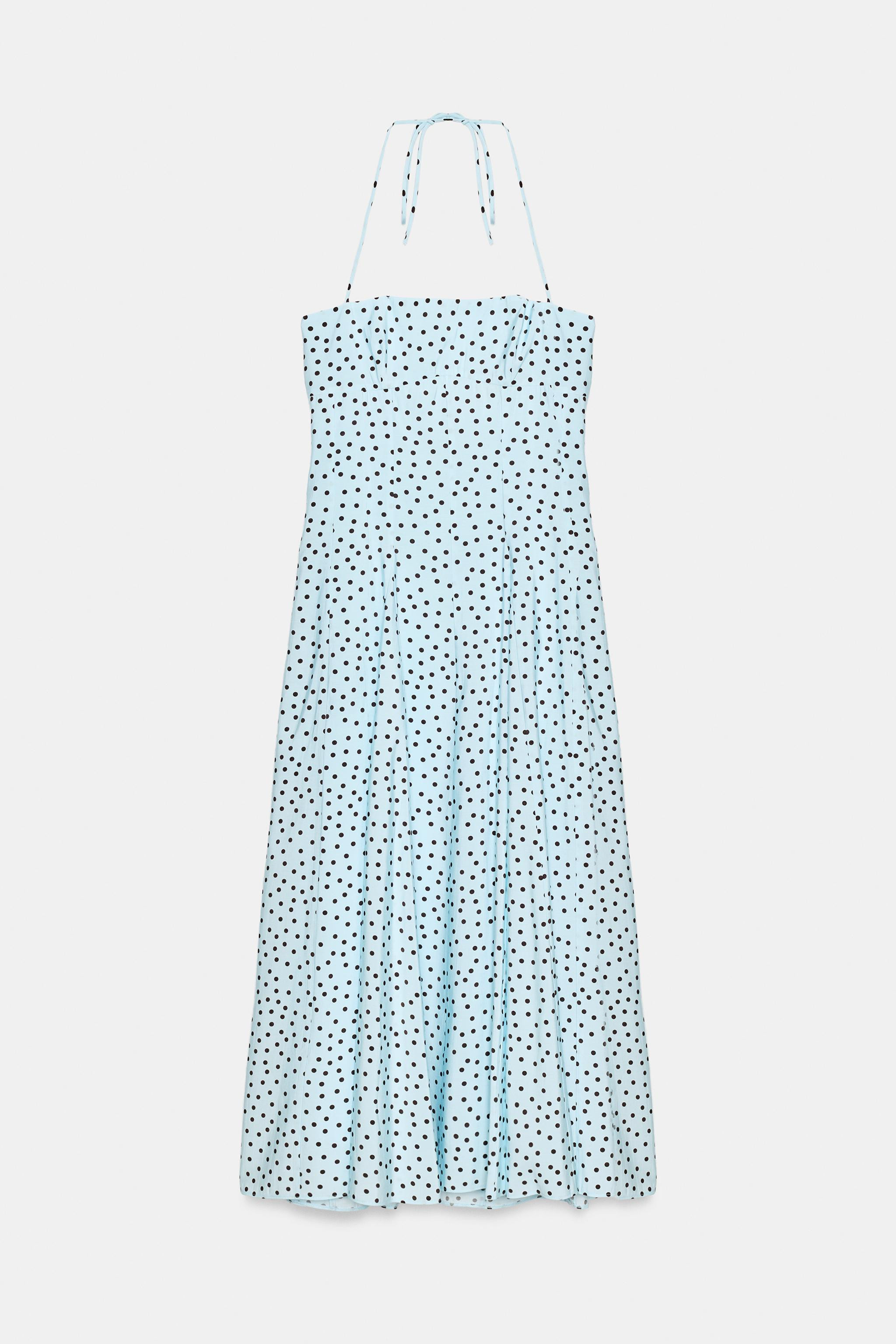POLKA DOT VOLUME HALTER MIDI DRESS | Zara US
