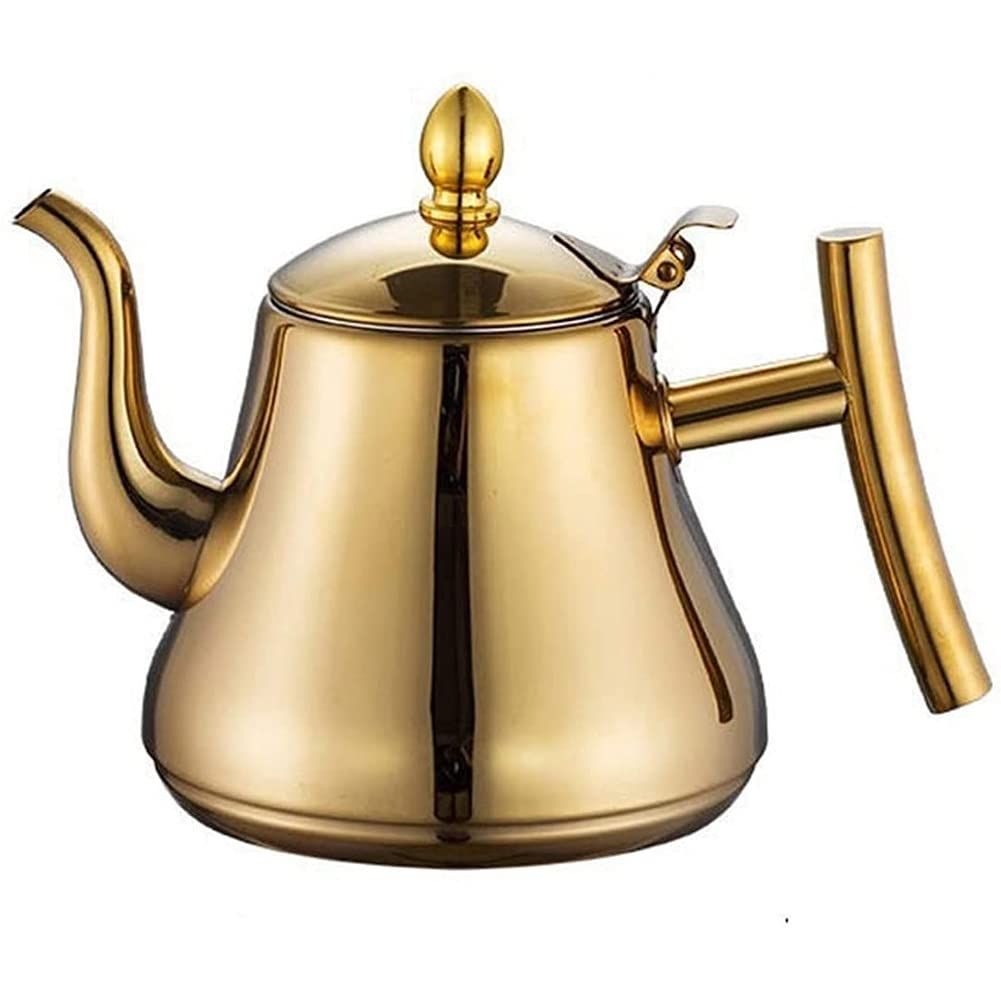 
Golden Stainless Steel Gooseneck Teapot Tea Kettle pot Coffee Maker with Strainer Suitable for Stov | Amazon (US)