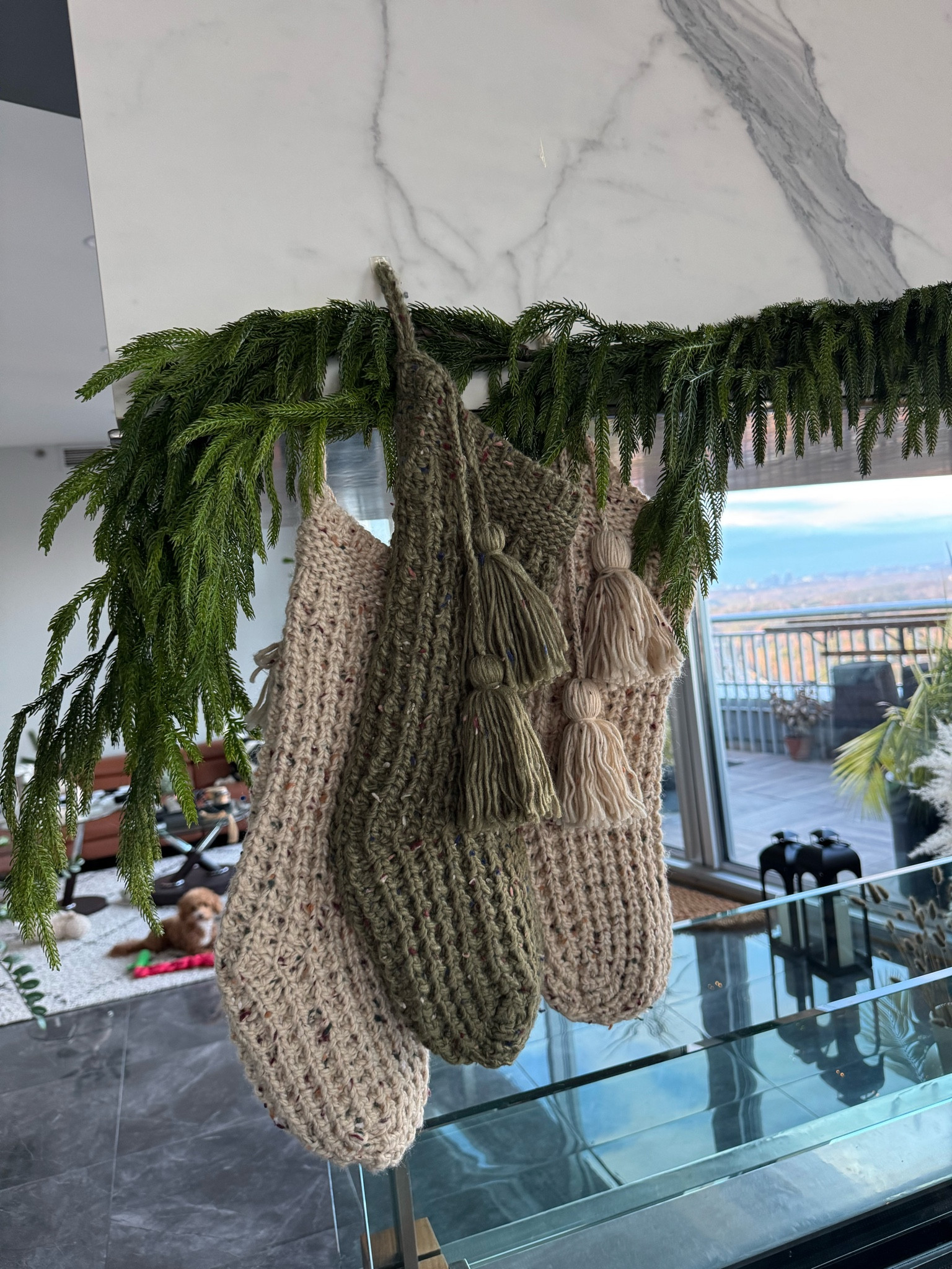 Holiday decor ideas using faux garland from Aflora and stockings from Target.


#LTKHoliday #LTKHome