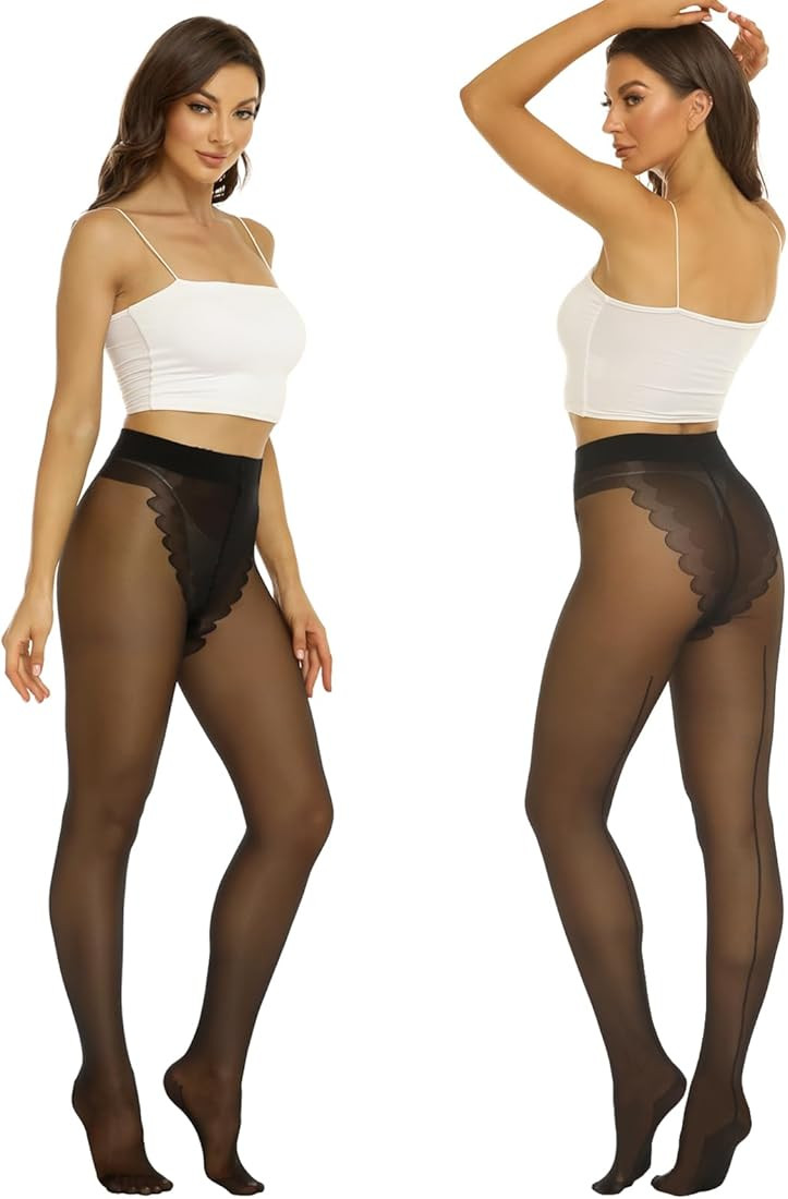 Yilanmy Pantyhose for Women Backseam High Waist Stockings Nylon Sheer Tights 2Pairs | Amazon (US)