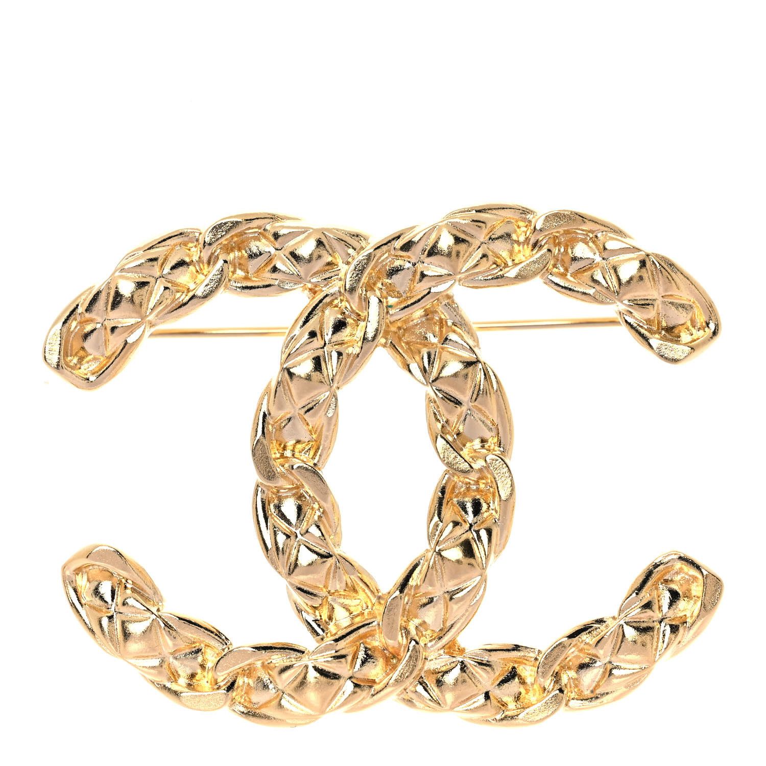 CHANEL Quilted CC Brooch Gold | FASHIONPHILE | Fashionphile