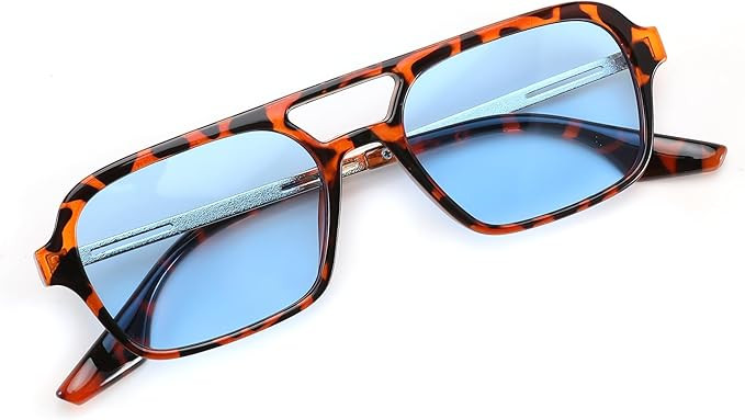 FEISEDY Vintage Square 70s Flat Aviator Sunglasses Women Men Metal Design Shades B2752 | Amazon (US)