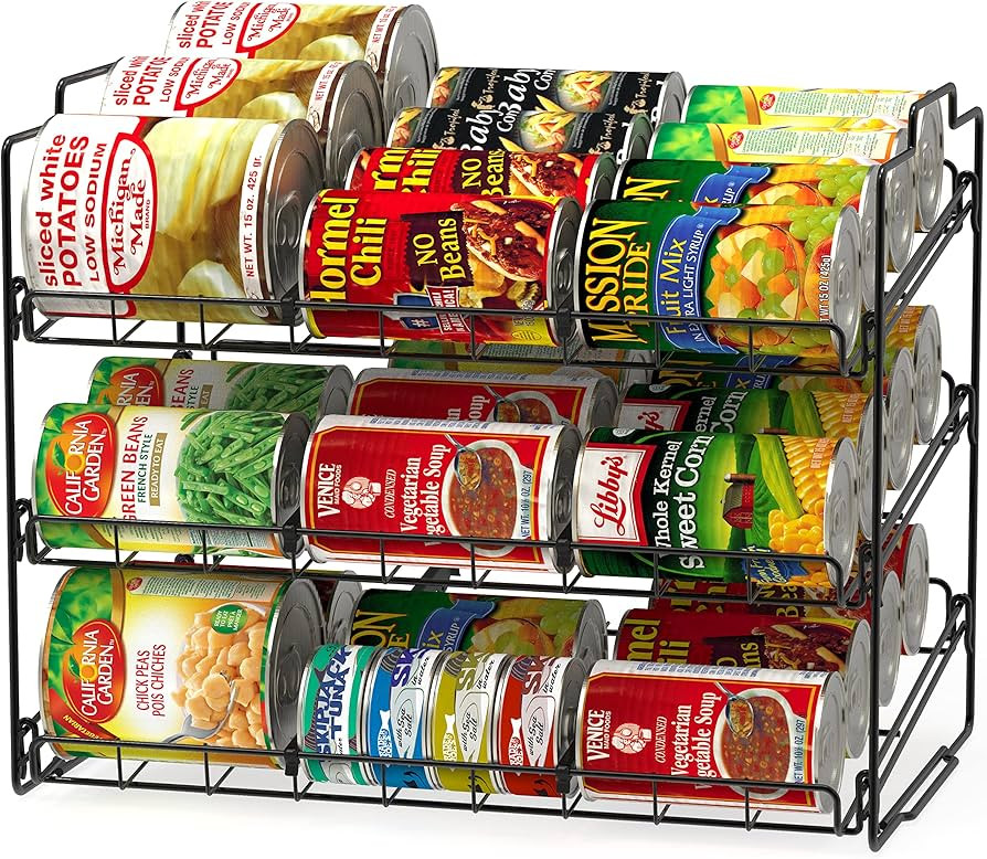 Deco Brothers Stackable Can Rack Organizer for Kitchen and Pantry, 3 Tier, Black | Amazon (US)
