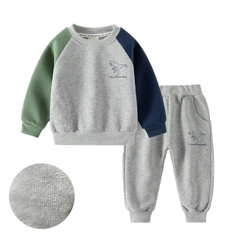 Paokuoon Toddler Boys 2 Piece Tracksuit Outfit Long Sleeve Dinosaur Print Sweatshirt Tops Jogger ... | Walmart (US)