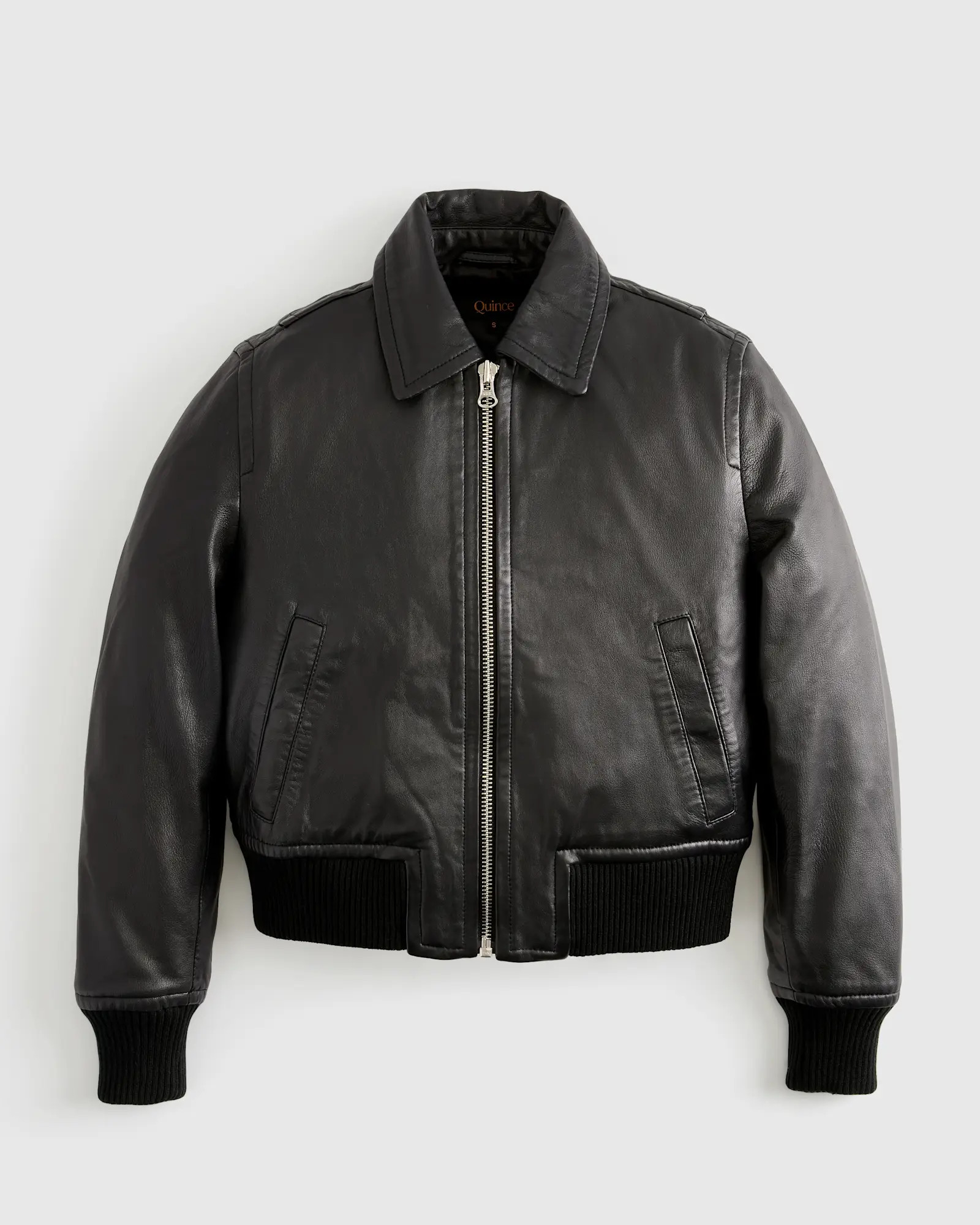 100% Washed Leather Bomber Jacket in Black | Quince