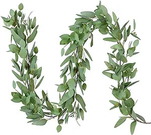 DearHouse 5.5Ft Seeded Eucalyptus Garland, Artificial Vines Faux Eucalyptus Leaves Table Garland ... | Amazon (US)
