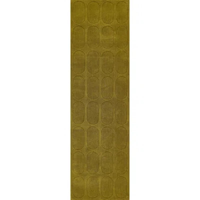 Mazzi Contour Hand Loomed Wool Geometric Light Olive Area Rug | Wayfair North America