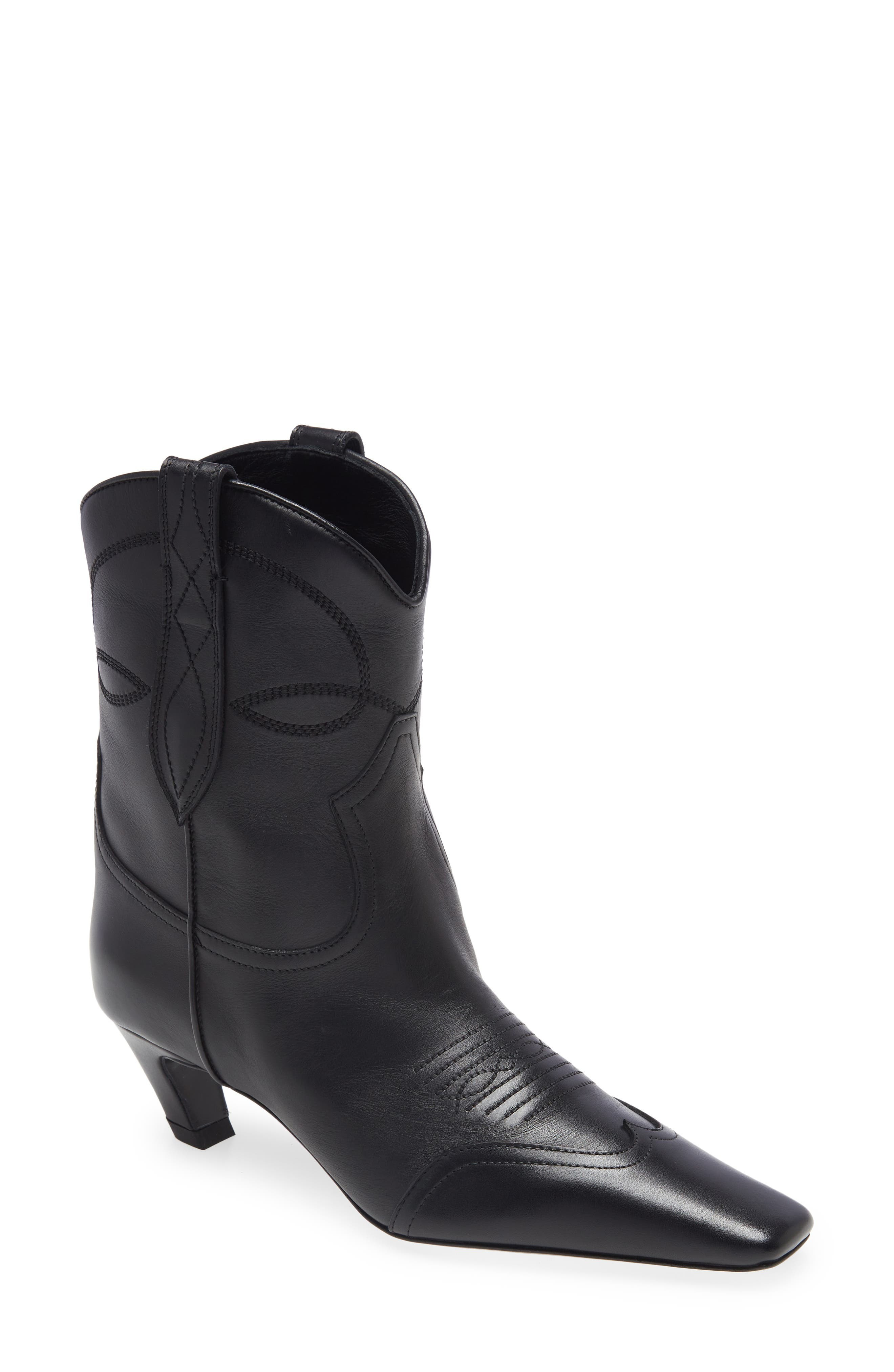 Khaite Dallas Short Western Bootie in Black at Nordstrom, Size 8.5Us | Nordstrom
