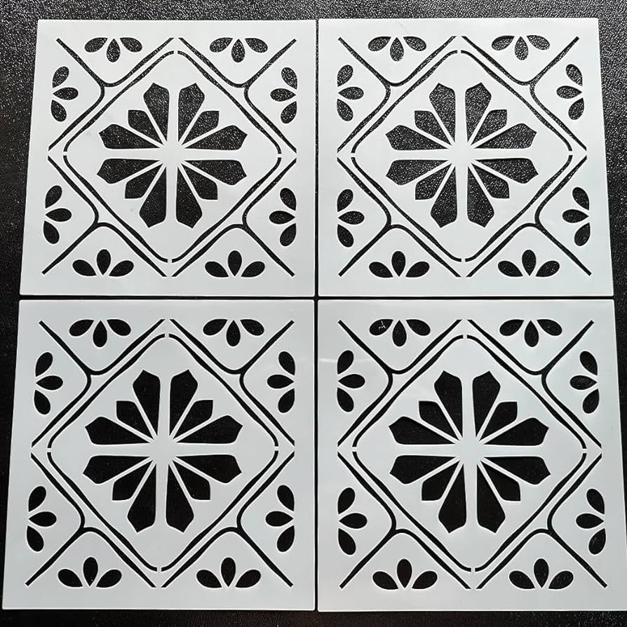 HELLATHUND 4Pcs Reusable Tile Stencils 12x12, Concrete Stencils for Patio, Large Stencils for Pai... | Amazon (US)