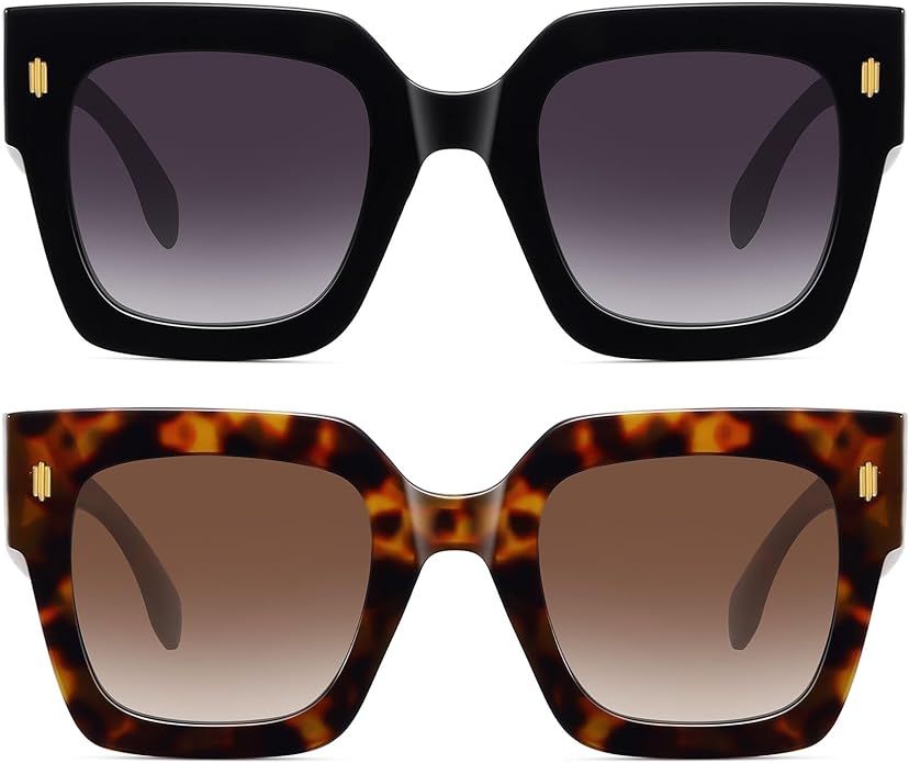 STORYCOAST Retro Square Sunglasses for Women Men Trendy Oversized Sunnies Big Shades | Amazon (US)
