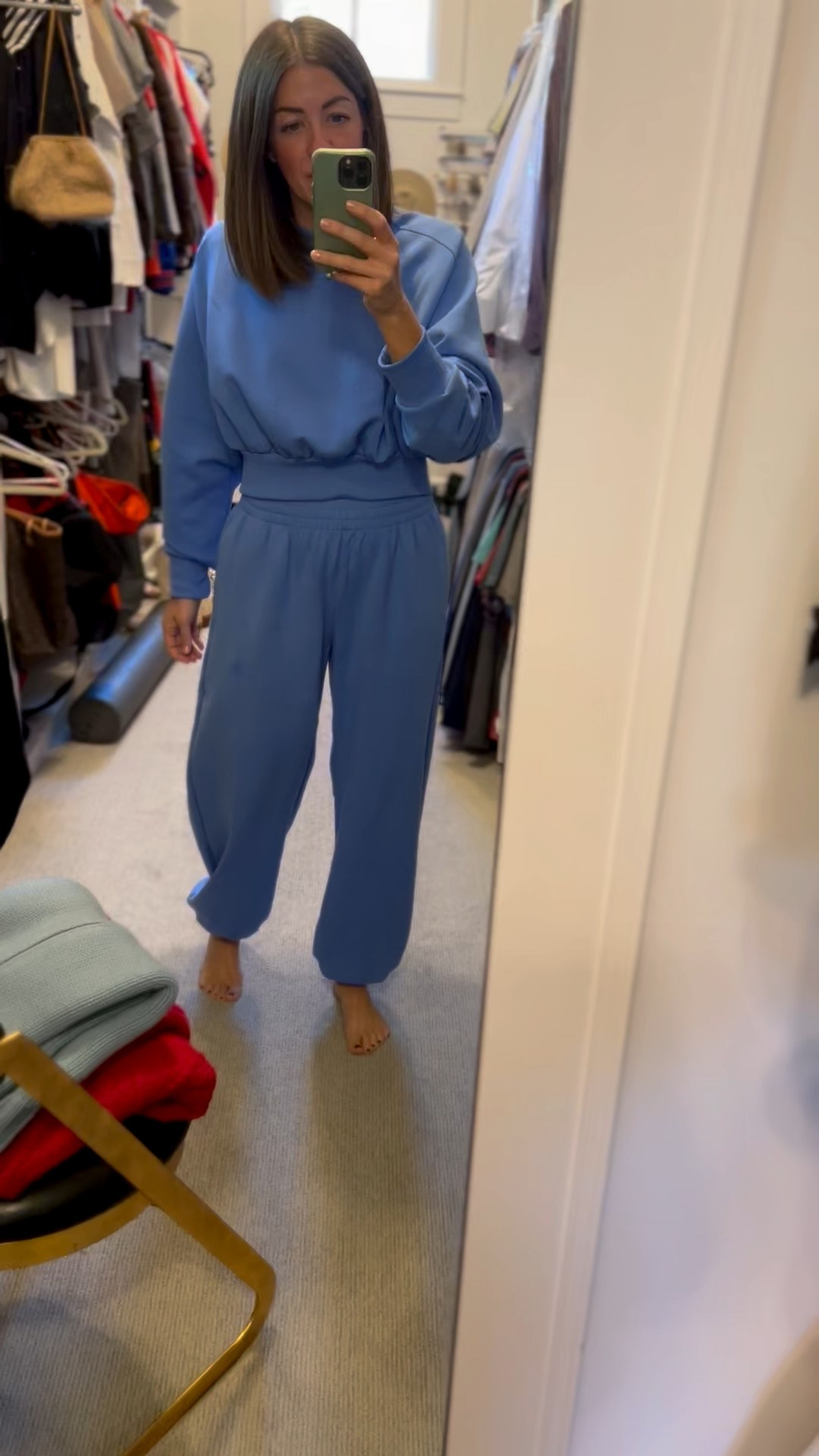 I have lived in this sweatsuit since I got it! Wearing small bottom and medium top 🙌🏼 wanted the brown but sold out so got the white and blue 🫶🏼

#LTKSaleAlert #LTKActive