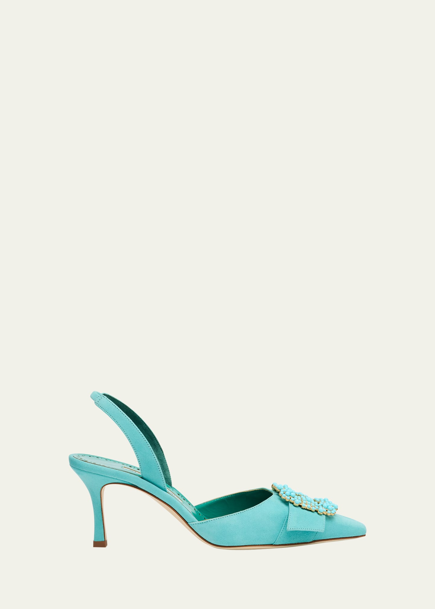 Manolo Blahnik Giblsi Suede Buckle Slingback Pumps | Bergdorf Goodman