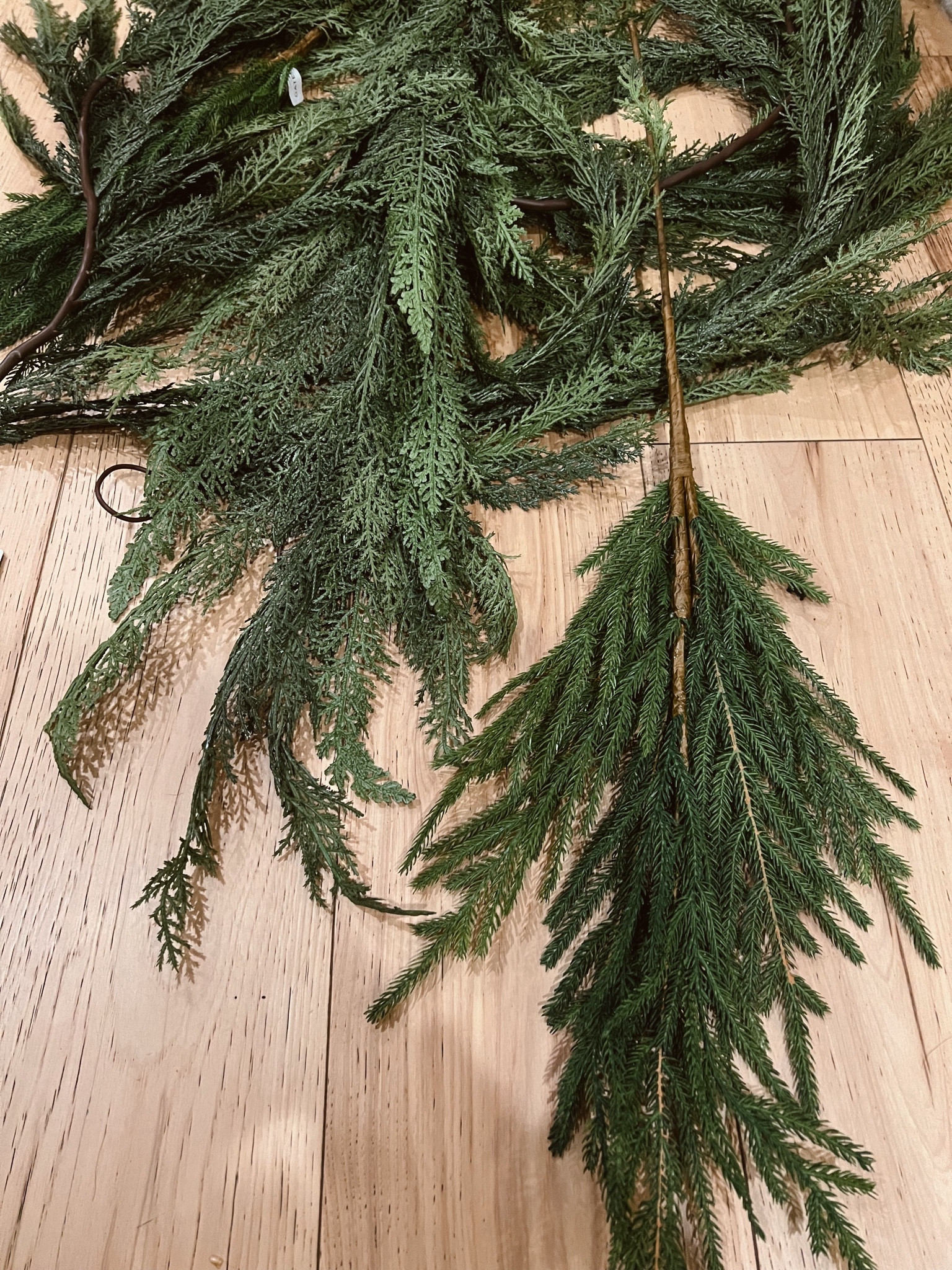 sprigs and garland going up! 

these feel + look great, and lay so naturally 🌲
sprigs are 36” and the garland is 6’. The garland comes as a set of 6 or singles 

#LTKHoliday #LTKhome #LTKSeasonal