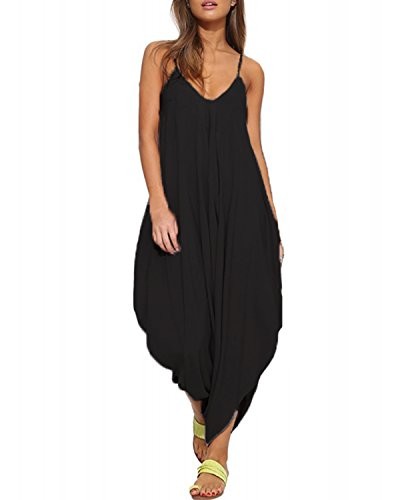 Auxo Women Jumper Harem Jumpsuit V Neck Summer Romper One Piece Jumpsuit Playsuit | Amazon (US)
