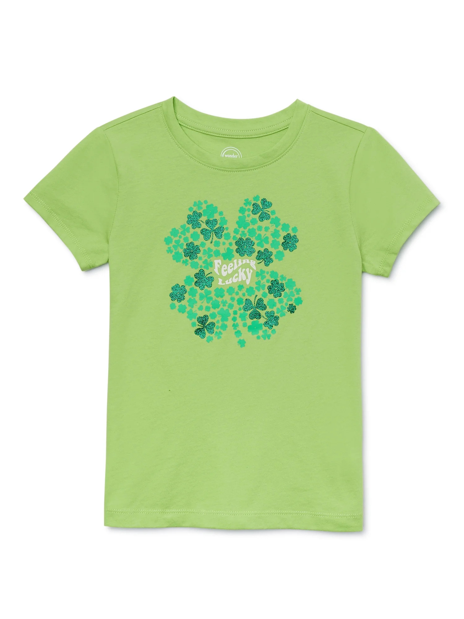 Wonder Nation Girls Saint Patrick's Day Tee with Short Sleeves, Sizes 4-18 | Walmart (US)