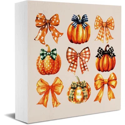 Cute Fall Decor Pumpkin Bow Fall Decorations For Home Office Autumn Thanksgiving Decor Funny Autumn Pumpkin Decorations For Desk Table 5 X 5 Inches | Wayfair North America