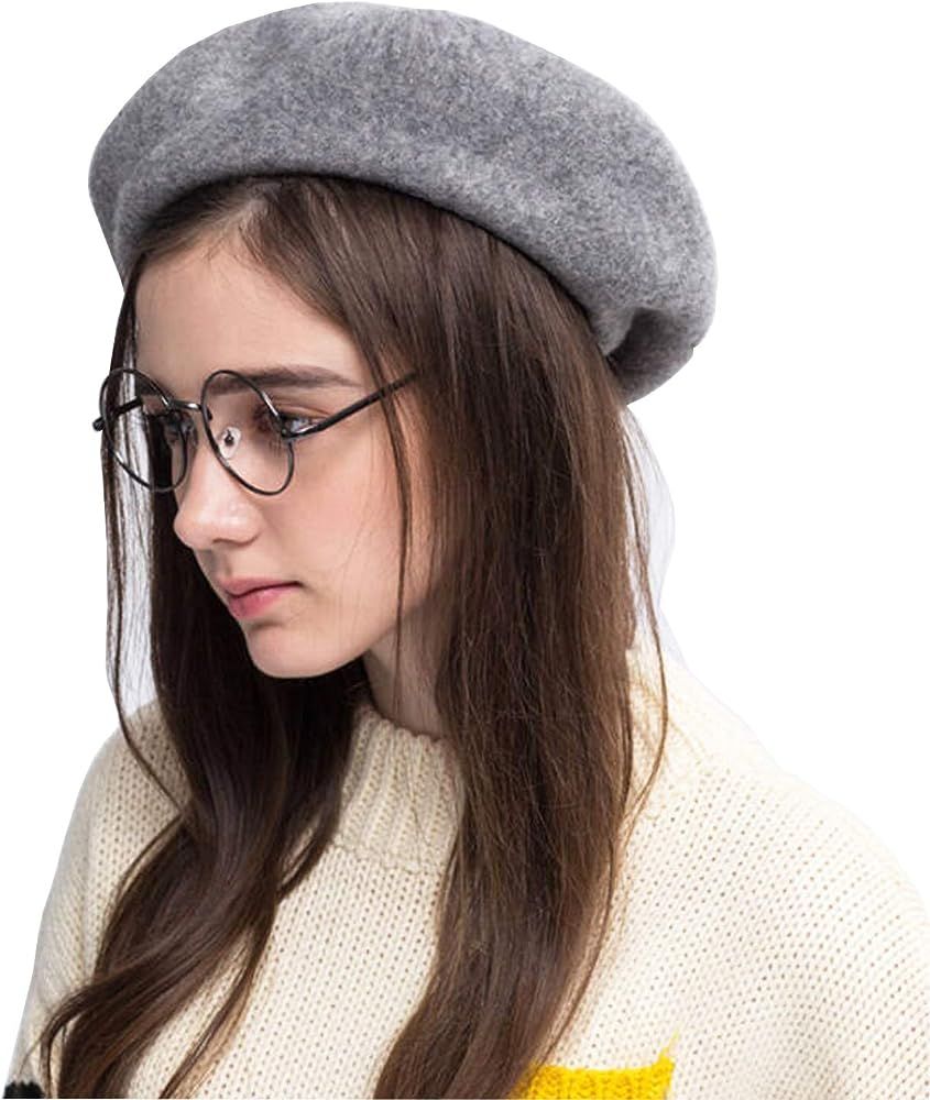 Gllutt Women Wool Beret Hat French Style Solid Color | Amazon (US)