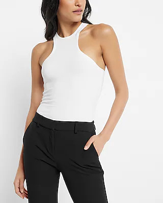 Fitted Ribbed High Neck Tailored Tank | Express
