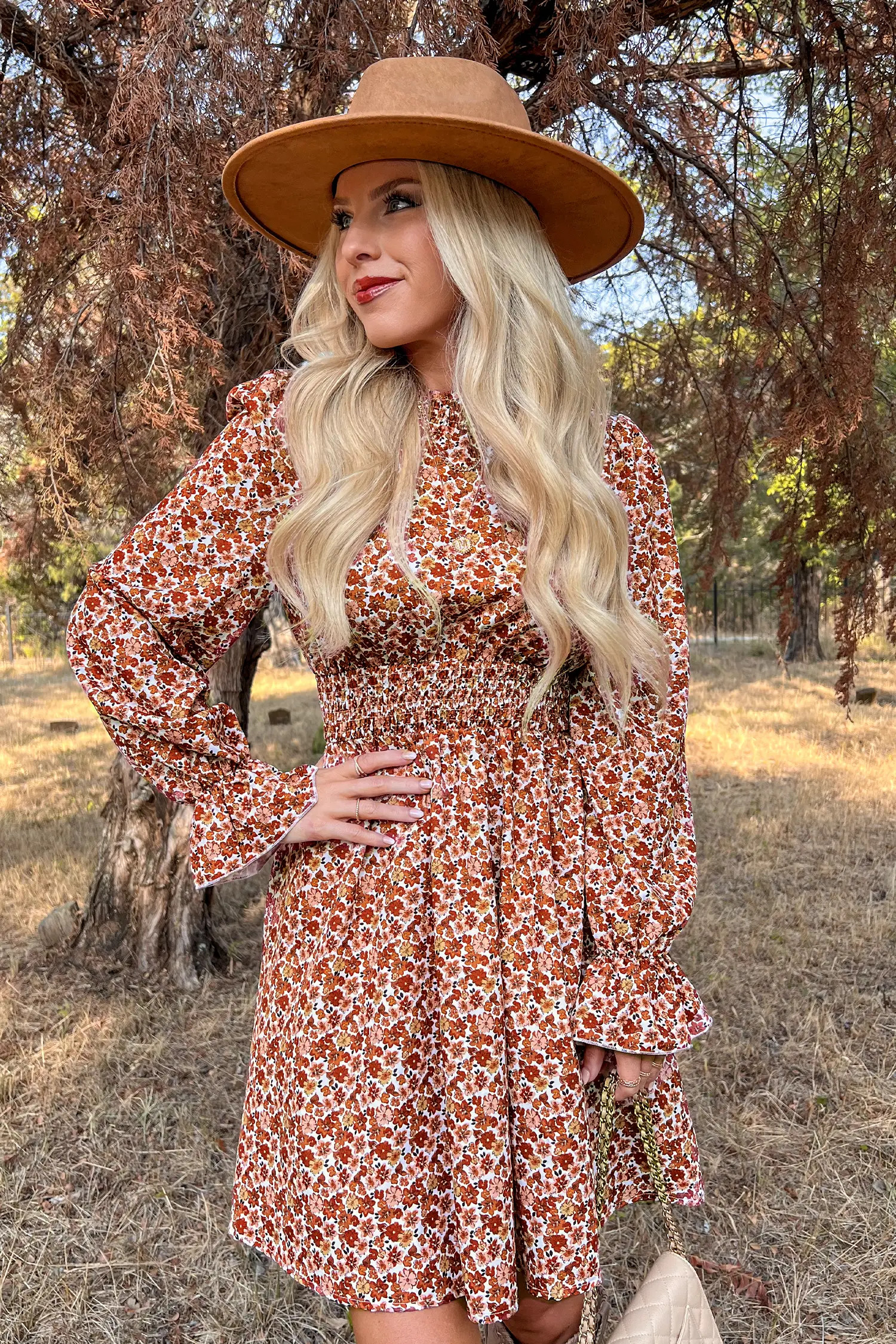 X Macy Ditsy Floral Print Ruffled Smocked Mini Dress | Cupshe US