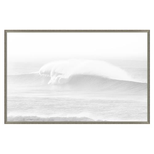 Ashen Coastal Beach White Tidal Waves Seascape Grey Frame Photograph - 33x51 | Kathy Kuo Home