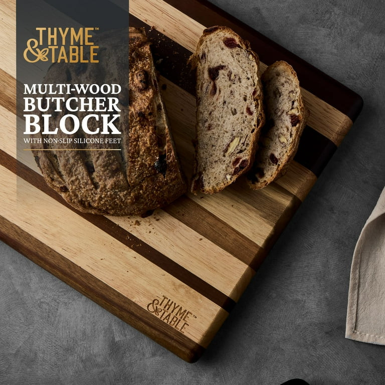 Thyme & Table 18x12 Multi-Wood Butcher Block with Non-Slip Silicone Feet | Walmart (US)
